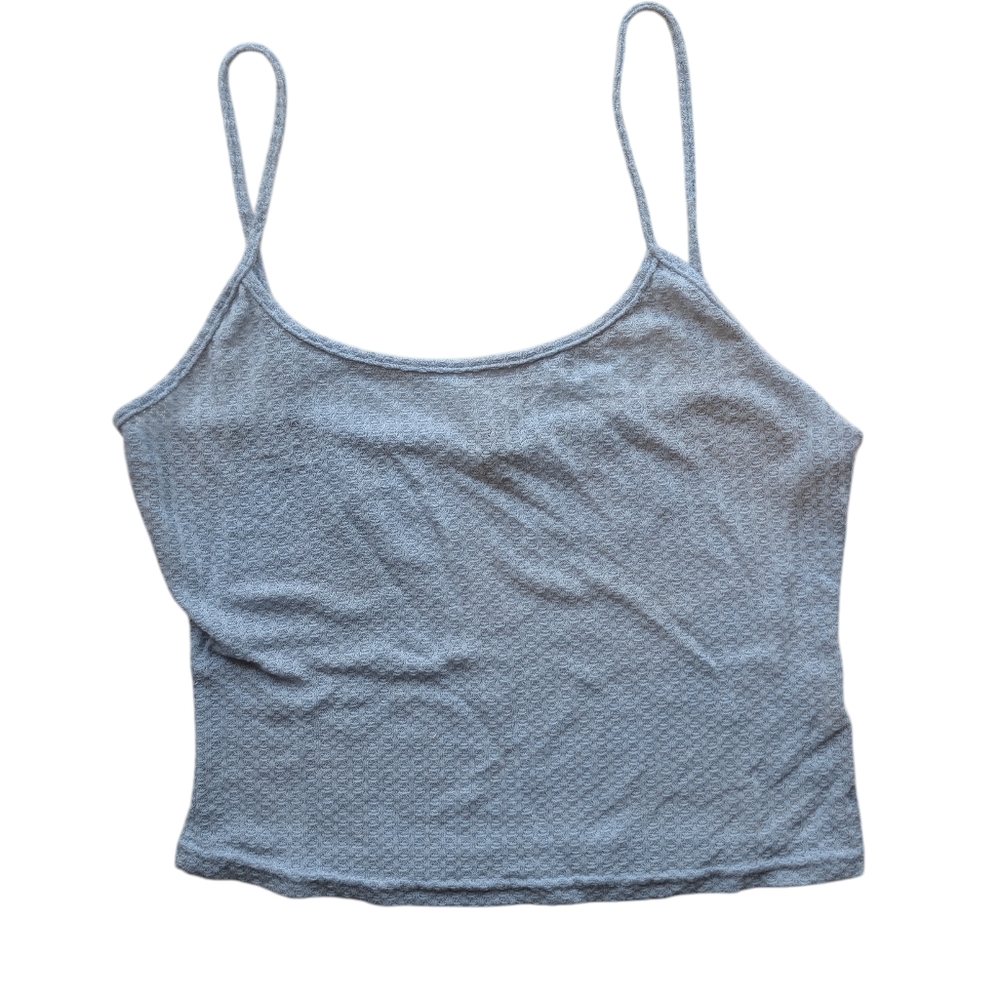 SHEIN Light Blue Textured Cropped Cami Top Large